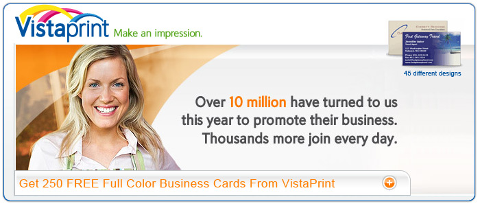 Get 250 free business cards from Vistaprint